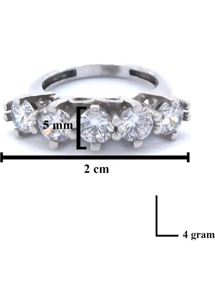 925 Ayar Gümüş Zirkon 5 Taş Sonsuzluk Detaylı Kadın Yüzük GKY-107 modelleri