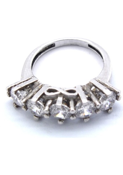 925 Ayar Gümüş Zirkon 5 Taş Sonsuzluk Detaylı Kadın Yüzük GKY-107 fırsatları