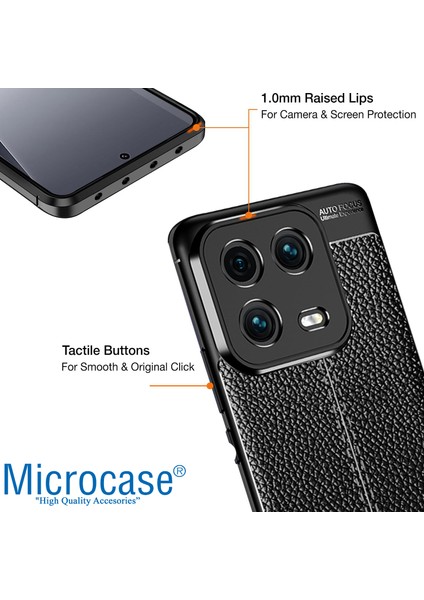 Xiaomi 13 Pro (Global) Leather Serisi Deri Efekt Silikon Kılıf - Siyah AL3337