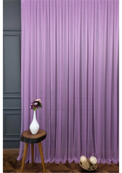 Taç Lila Düz Renk, 1/3 Sık Pile Tül Perde Tek Kanat - 100 x 270 cm modelleri