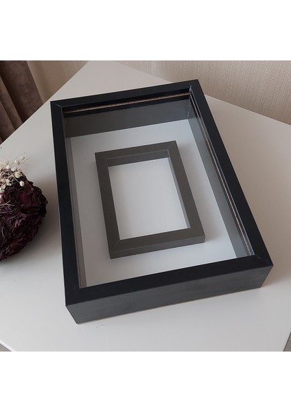 25X35 cm Siyah Fotoğraf Alanlı Model Tasarım Gül Kutusu Anı Çerçevesi! Yeni Model Çerçeve!