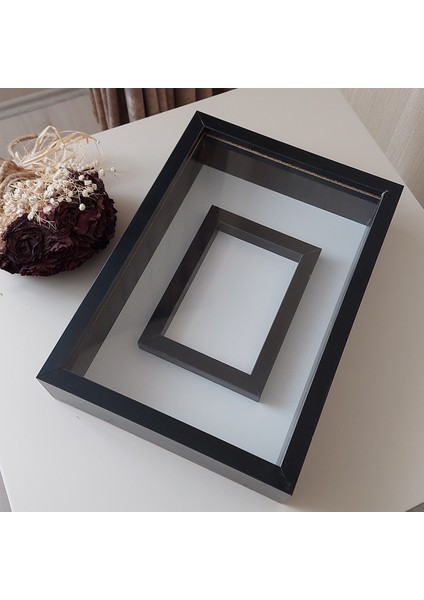 25X35 cm Siyah Fotoğraf Alanlı Model Tasarım Gül Kutusu Anı Çerçevesi! Ayna Çerçeve! Ledli