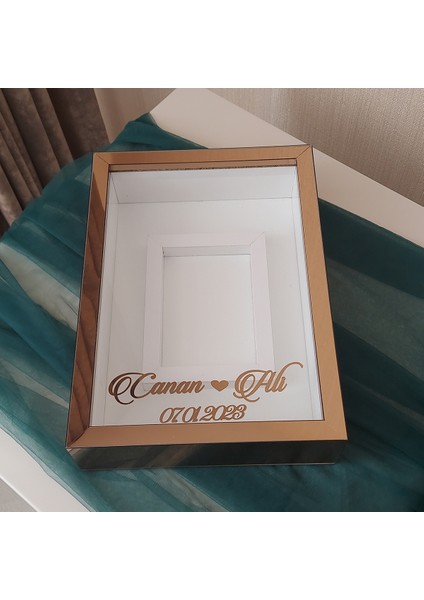 25X35 cm Bronz Pleksi Kaplı Fotoğraf Alanlı Model Tasarım Gül Kutusu Anı Çerçevesi! Yeni Model Çerçeve!