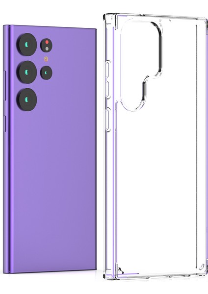 Samsung Galaxy S23 Ultra Kılıf Coss Şeffaf Sert Silikon+Full Ekran Koruyucu Renksiz