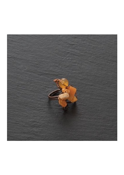 Bakır Renk Otantik Retro Tasarım Kırıktaş El Yapımı Ayarlanabilir Yüzük