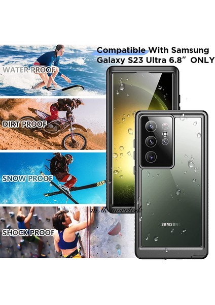 Galaxy S23 Ultra Kılıf Su Geçirmez Dahili Lens ve Ekran Koruyuculu Waterproff Su Altı Çekim Kılıfı Toz Geçirmez Tam Gövde Kapatma
