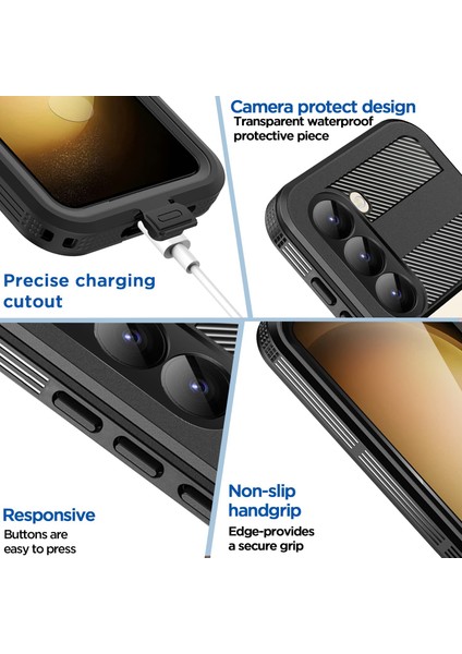 Samsung Galaxy S23 Plus Kılıf Su Geçirmez Dahili Lens ve Ekran Koruyuculu Waterproff Su Altı Çekim Kılıfı Toz Geçirmez Tam Gövde Kapatma Outdoor