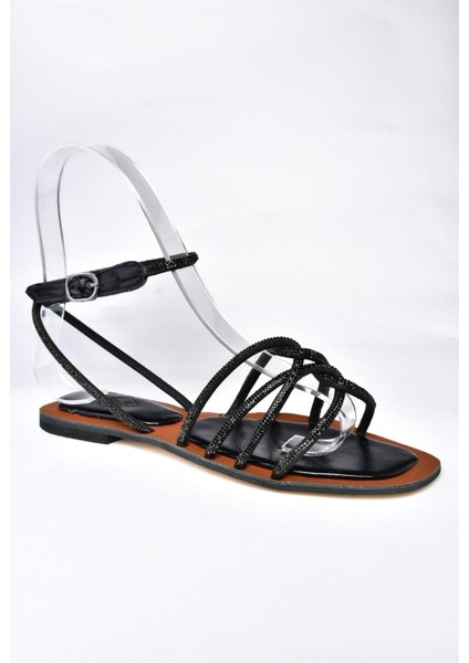 P380422209 Siyah Taşlı Kadın Sandalet indirimleri