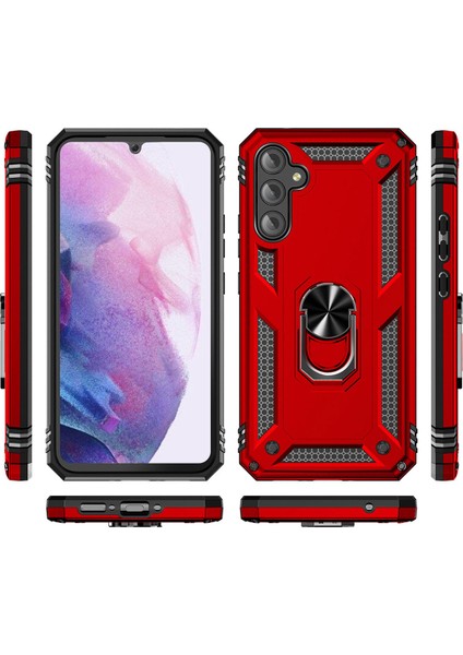 Samsung Galaxy A34 Kılıf Military Armor Ring Case Yüzüklü Standlı Tam Koruma Zırh Tank Kapak Vega