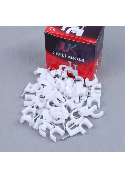 Çelik Çivili Kroşe Beton Kablo Kroşesi No:4 50 Adet.