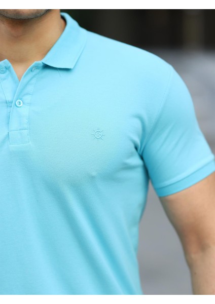Turkuaz Renk Polo Yaka Erkek Tişört modelleri