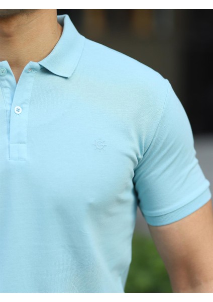 Su Yeşili Renk Polo Yaka Erkek Tişört modelleri