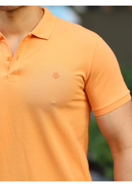 Somon Renk Polo Yaka Erkek Tişört modelleri