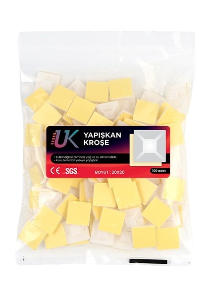 Yapışkan Kablo Kroşesi Plastik Kablo Kroşesi 20X20 100 Adet