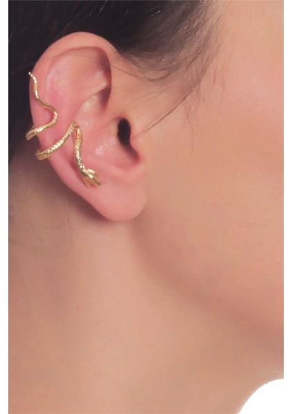 Kadın Lak Altın Kaplama Sıkıştırmalı Model Yılan Formlu Kıkırdak Küpe & Earcuff fiyatları