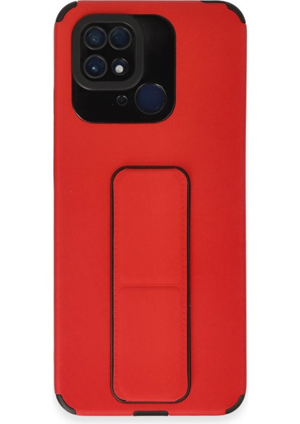 Xiaomi Redmi 10C Kılıf Mega Standlı Silikon - Kırmızı 300099