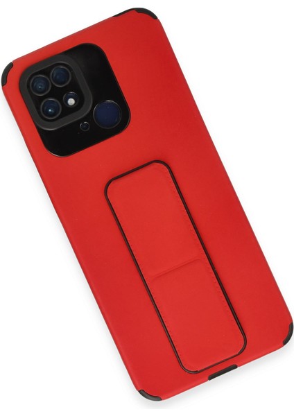 Xiaomi Redmi 10C Kılıf Mega Standlı Silikon - Kırmızı 300099
