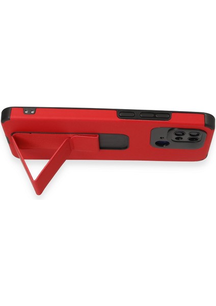 Xiaomi Redmi 10C Kılıf Mega Standlı Silikon - Kırmızı 300099