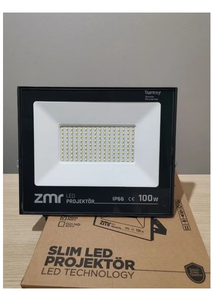 LED Projektör 100 Watt Slim Kasa 220V 6500K Beyaz Işık Zmr