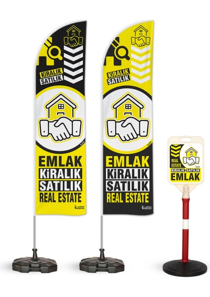 Emlak Kiralık Satılık Real Estatetemalı 2 Adet Yelken Bayrak ve 1 Bariyer Duba Takımı
