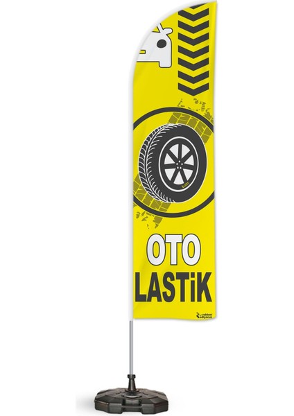 Oto Lastik Temalı 2 Adet Yelken Bayrak ve 1 Bariyer Duba Takımı modelleri