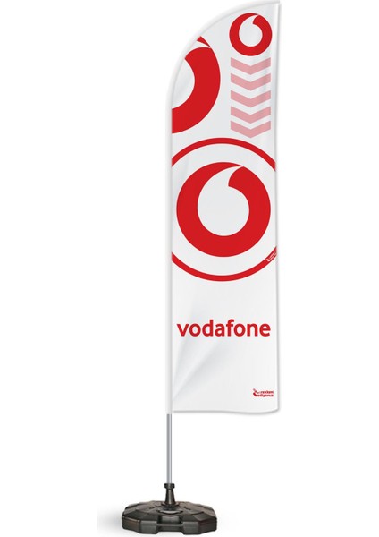 Vodafone Temalı Yelken Bayrak Takımı Kırmızı Beyaz 2 Adet modelleri