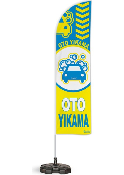 Oto Yıkama V1TEMALI Yelken Bayrak Takımı Sarı 1 Adet
