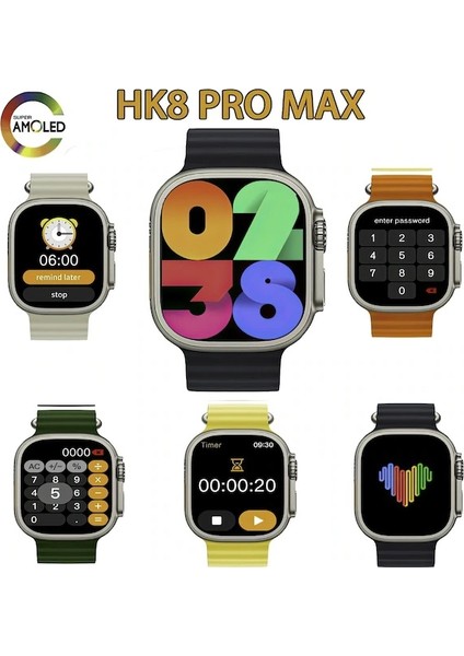 Hk 8 Pro Max 49MM Super Amoled Ekran 2.12 Inç Tüm Cihazlara Uyumlu Akıllı Saat indirimleri