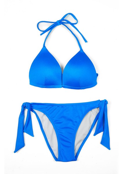 Kadın Üçgen Yarım Dolgulu Saks Mavi Bikini Takımı