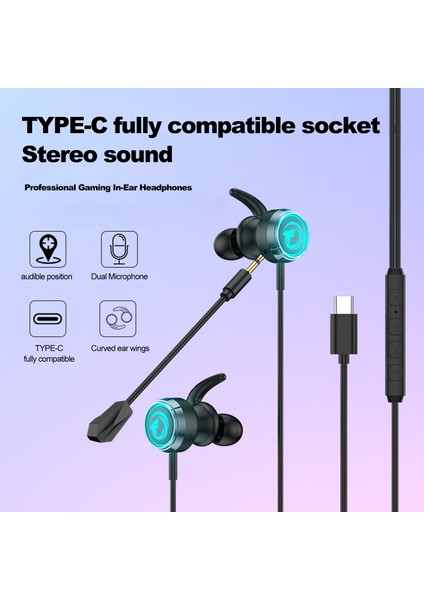 Kablolu Oyun Kulaklığı Type-C Bağlantı Noktaları Müzik Dinleme Hifi Ses Efekti Kablolu (Yurt Dışından)