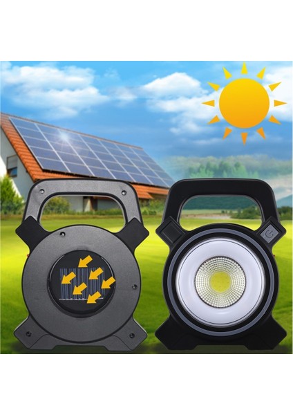 Work Lıghts Cob Ledli Güçlü LED Kamp Feneri Güneş Enerjili Lamba USB Şarjlı Işıldak 3 Modlu