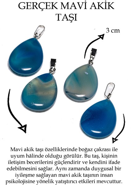 Damla Kesim Mavi Akik Taşı Kolye fiyatları