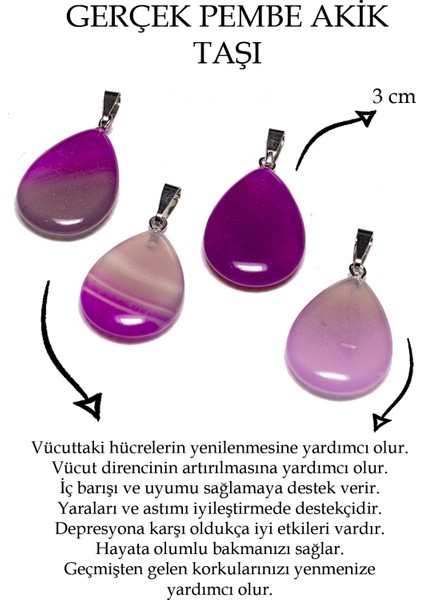 Damla Kesim Pembe Akik Taşı Kolye fiyatları