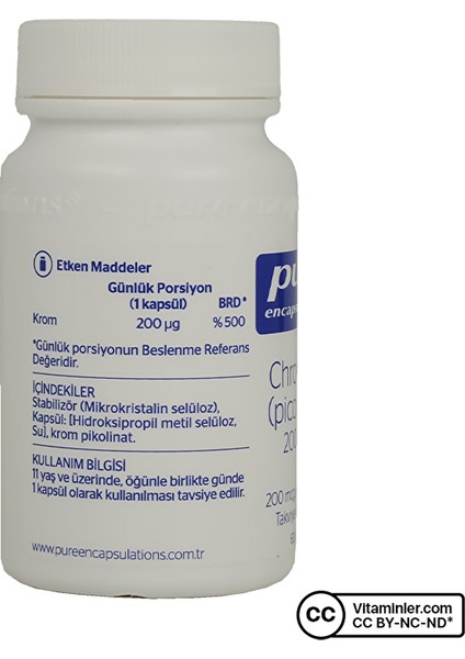 Pure Encapsulations Chromium Picolinate 200 Mcg 60 Kapsül