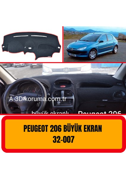 Peugeot 206 Büyük Ekran Torpido Koruma - Torpido Koruyucu - Kılıfı - Halısı - Örtüsü - Yedek parça - Otoaksesuar - Ön Gögüs - Panel