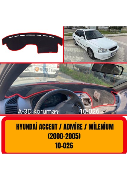 A3D Torpido Koruma Hyundai Accent 2000-2005 Ön Göğüs / Panel /  Torpido Koruması - Kılıfı - Halısı