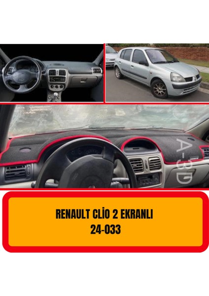 Renault Clio 2 Ekranlı Ön Göğüs / Panel / Torpido Koruması - Kılıfı - Halısı