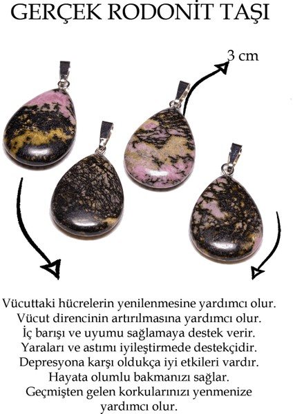 Damla Kesim Rodonit Taşı Kolye fiyatları