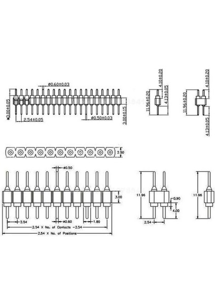 Roba 1X40 Pin Precision Erkek Header Tek Sıra 2.54MM 180 Derece Altın Kaplama Yuvarlak Kırılabilir