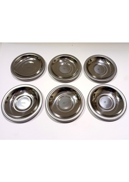 Paslanmaz İnce Çelik 6 Adet Çay Tabağı + 6 Adet Çay Kaşığı Günlük indirimleri