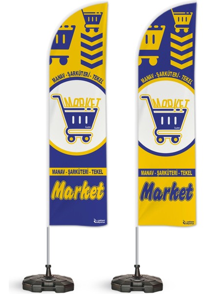 Kasap Temalı Yelken Bayrak Takımı Mavi Sarı 2 Adet fiyatları
