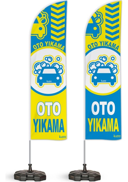 Oto Yıkama V1 Temalı Yelken Bayrak Takımı Mavi Sarı 2 Adet fiyatları