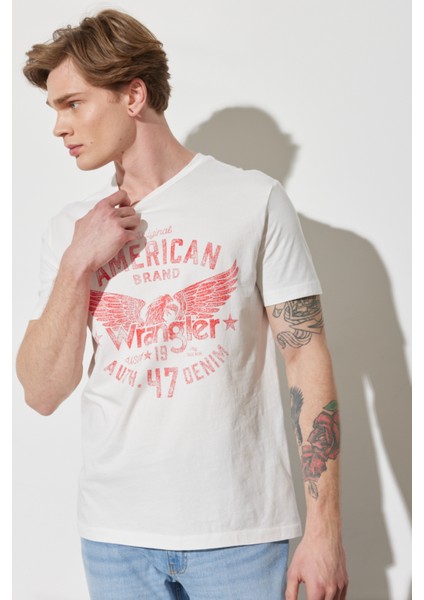Regular Fit Normal Kesim %100 Pamuk Bisiklet Yaka Kırık Beyaz Tişört fiyatları
