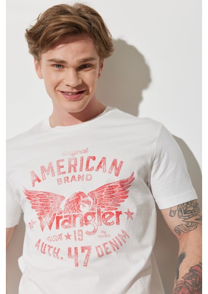 Regular Fit Normal Kesim %100 Pamuk Bisiklet Yaka Kırık Beyaz Tişört modelleri