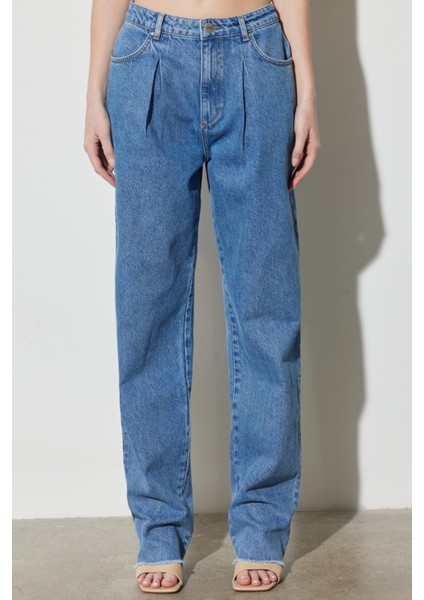 Straight Fit Düz Kesim %100 Pamuk Normal Bel Açık Mavi Jean Kot Pantolon