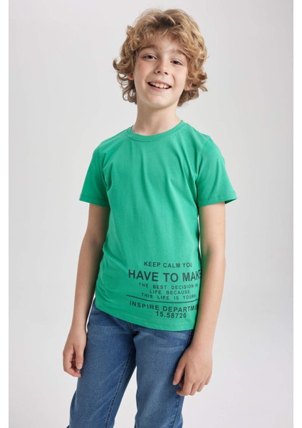 Erkek Çocuk Bisiklet Yaka Baskılı Kısa Kollu Tişört Z9323A623HS