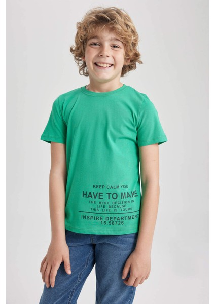 Erkek Çocuk Bisiklet Yaka Baskılı Kısa Kollu Tişört Z9323A623HS modelleri