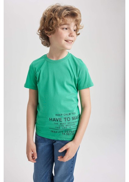 Erkek Çocuk Bisiklet Yaka Baskılı Kısa Kollu Tişört Z9323A623HS fırsatları
