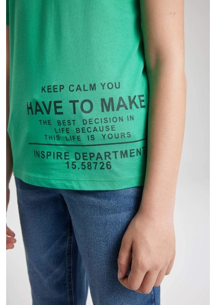 Erkek Çocuk Bisiklet Yaka Baskılı Kısa Kollu Tişört Z9323A623HS indirimleri