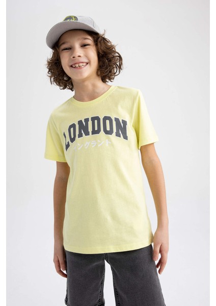 Erkek Çocuk Bisiklet Yaka Baskılı Kısa Kollu Tişört Z9320A623HS